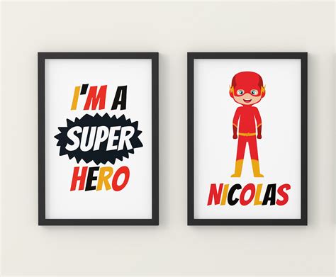 Superhero Name Print Superhero Nursery Art Custom Name Print