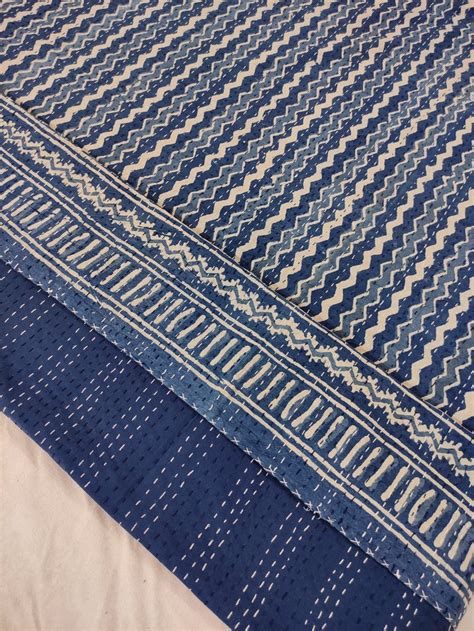 Printed Indigo Blue Cotton Kantha Bedcover At Rs In Jaipur