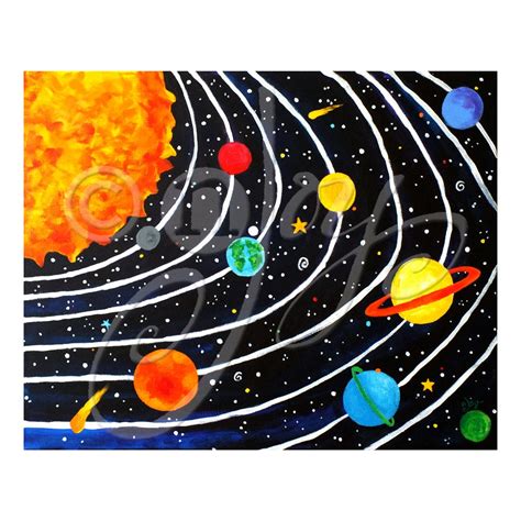 Solar System Art Print For Childrens Rooms 20x16 Inch Etsy