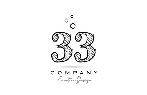 Hand Drawing Number 33 Logo Icon Design For Company Template Creative