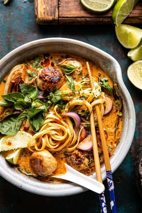 Homemade thai chicken noodle soup. Weeknight Thai Chicken Meatball Khao Soi | Recipe in 2020 | Khao soi, Thai chicken meatballs ...