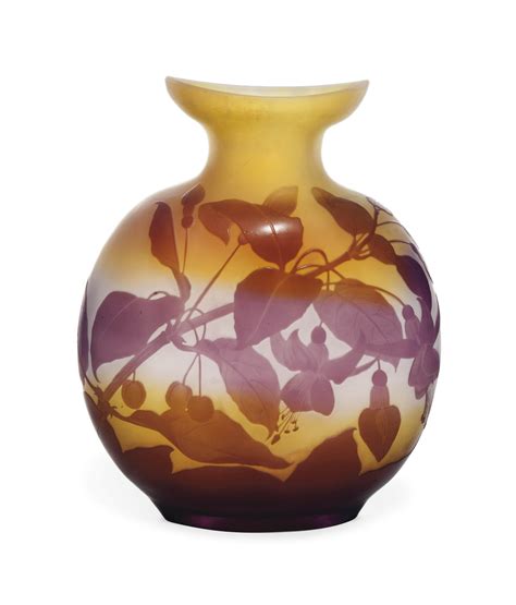 A GallÉ Cameo Glass Fuchsia Vase