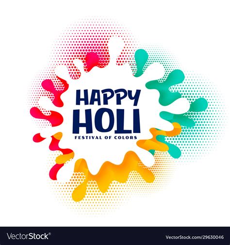 Colorful Splash Happy Holi Festival Card Design Vector Image