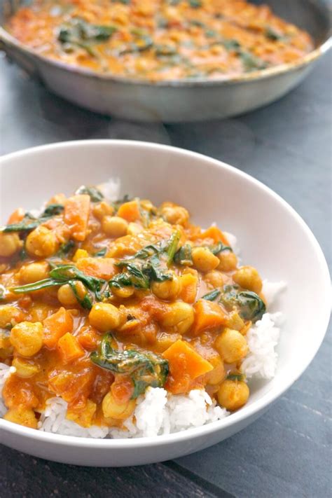 A Hearty Coconut Chickpea Curry With Fresh Spinach A Healthy And