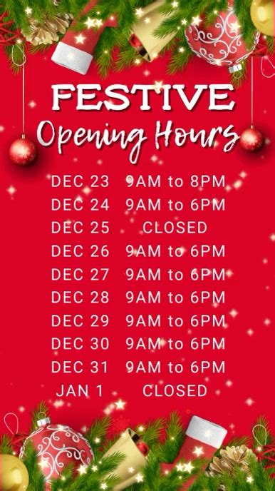 Christmas Opening Hours Video Template Postermywall