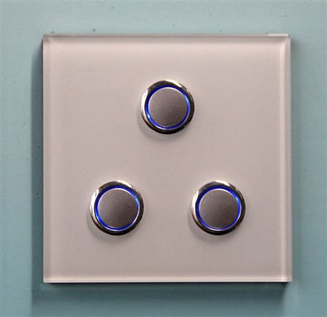 3 Gang 1 Way Uk Standard White Crystal Glass Push Button Light Switch