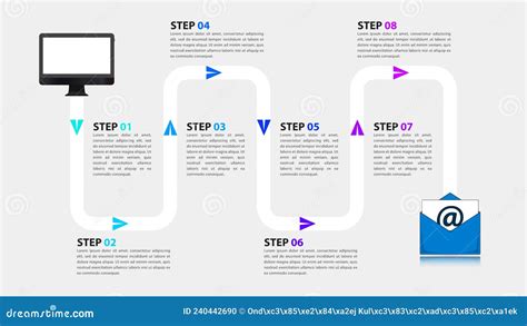 Infographic Template With 8 Options Or Steps Mailing Process Stock