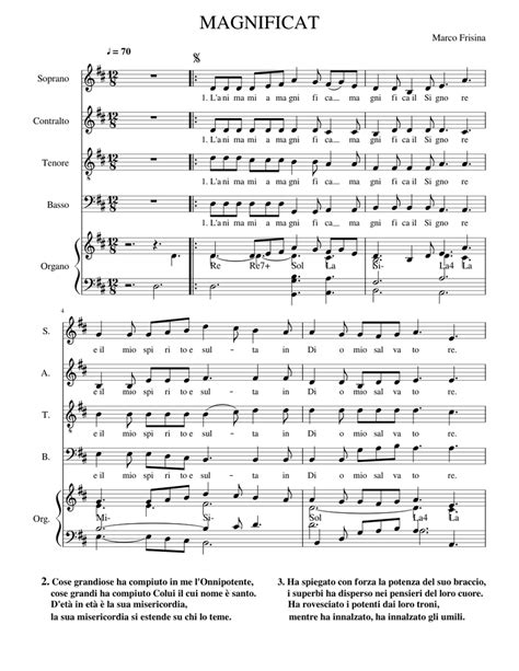 Magnificat Sheet Music For Vocals Soprano Tenor Alto Bass Mixed