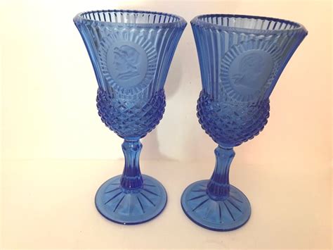 Vintage 2 Avon By Fostoria Glass 8 Cobalt Blue George Etsy