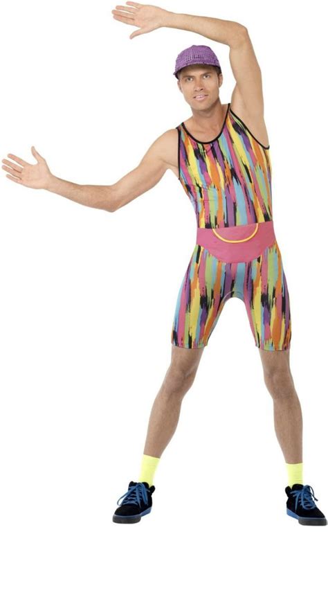 Mens 80s Aerobics Instructor Costume Lehrer Kostüme Kostüm Outfit
