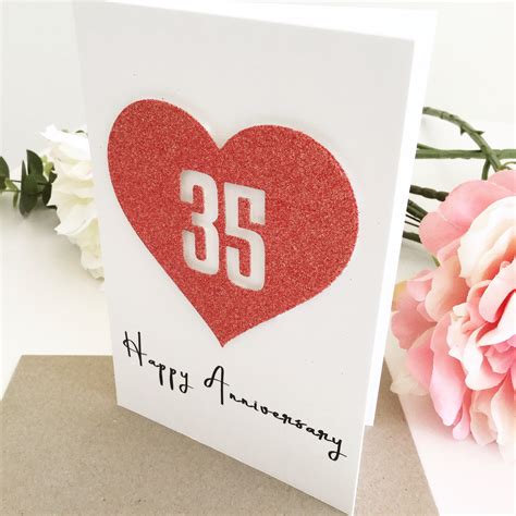 Happy 35th Wedding Anniversary Anniversary Card Her Etsy
