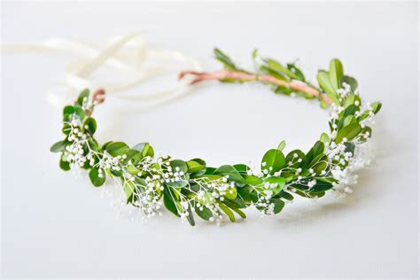 Green Flower Crown Green Wedding Crown Floral Wreath Leaf
