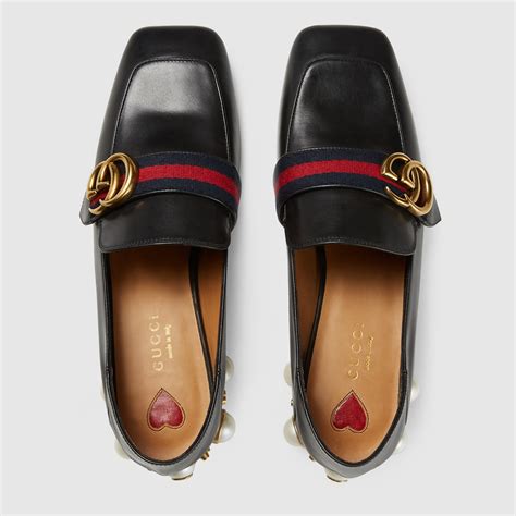Leather Mid Heel Loafer Gucci Womens Pumps 423559dkhc01061