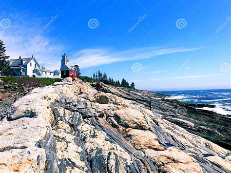 A View From The Rocks Of Pemaquid Point Lighthouse Editorial Stock