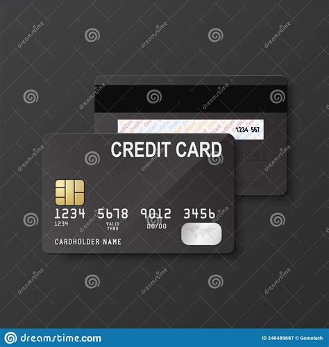 Vector 3d Realistic Black Blank Credit Card Isolated Design Template