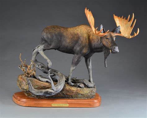 Bronze Moose Sculpture By Karl Lansing Titled