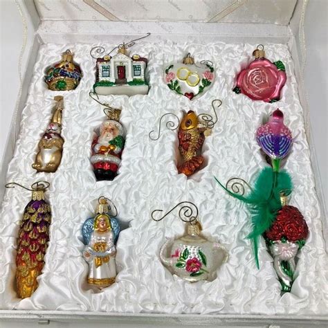 Old World Christmas 12 Piece Glass Ornament Set Anniversary Wedding