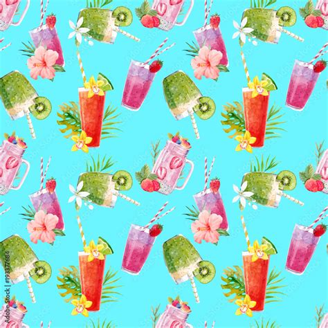watercolor smoothie vector pattern stock ベクター adobe stock
