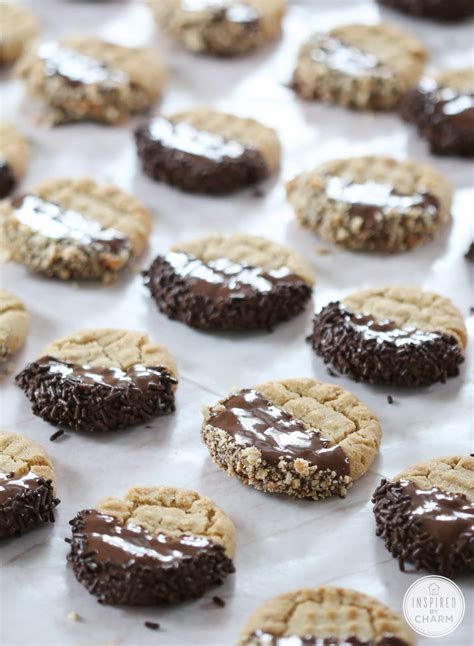 Melt a little bit of your bada bing bada boom dipping & coating dark gourmet compound chocolate according. Chocolate-Dipped Peanut Butter Cookies - Inspired by Charm