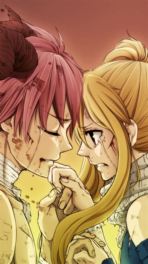 Only the best hd background pictures. Download 1080x1920 Natsu X Lucy, Fairy Tail, Tears, Scarf, After Fight Wallpapers for iPhone 8 ...