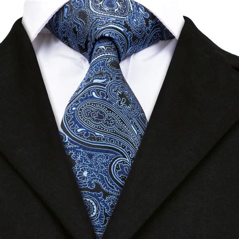 Dn 1726 Hi Tie Luxury Design Blue Floral Jacquare Woven Silk Ties For Men Paisley Mens Ties
