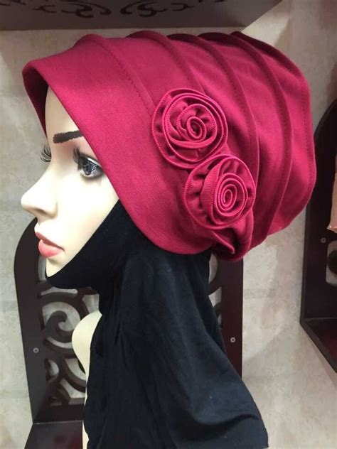 H935 Latest Muslim Hijab With Two Pieces Flowersmuslim Hatmuslim