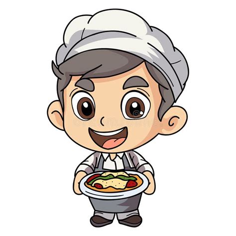 Happy Chef Character Illustration In Doodle Style Stock Vector