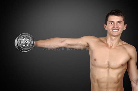 Guy Holding Dumbbells Stock Photo Image Of Chest Model 44200790