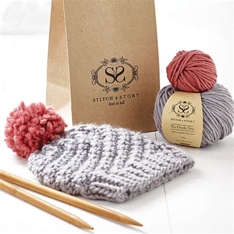 Knitting Kit Beginners Pom Pom Hat T Set By Stitch And Story