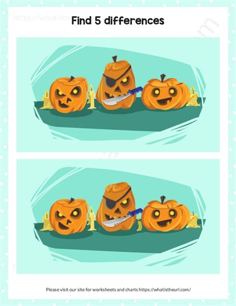 Halloween Find The 5 Differences Worksheet Your Home Teacher