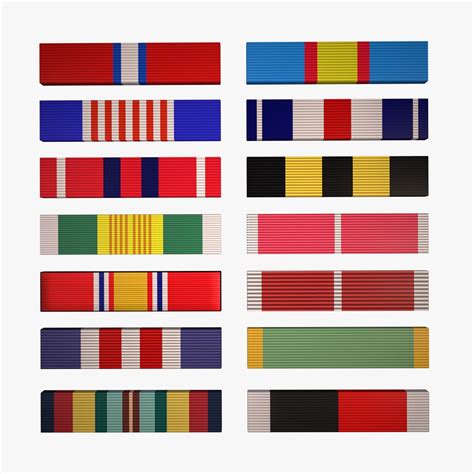 Military Ribbons Collection 14 Army Ranks 3d Model 5 Max Fbx