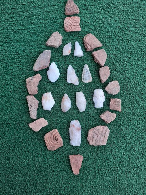 North Georgia Creek Indian Artifacts Pottery Shards Arrow Head Etsy