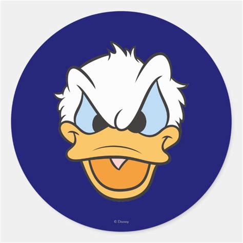 Donald Duck Angry Face Closeup Classic Round Sticker Zazzleca