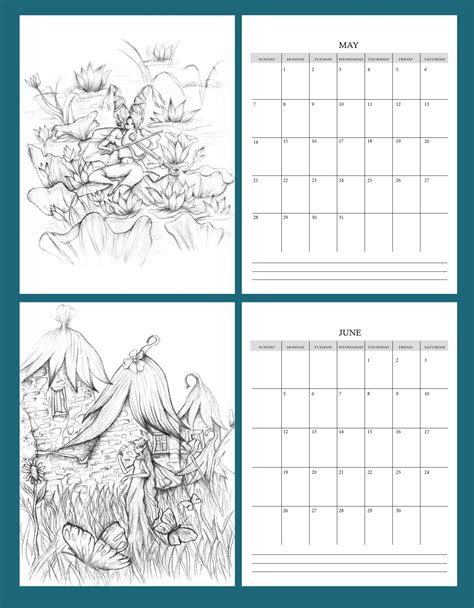 Coloring Calendar 2023 Printable Adult Coloring Calendar Grayscale