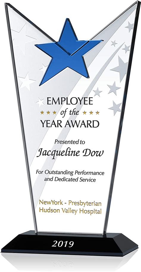 Buy Custom Engraved Crystal Employee Of The Year Award Plaque Unique
