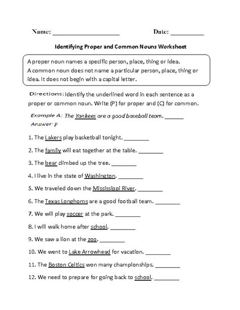 8th Grade Nouns Worksheet For Grade 8	
