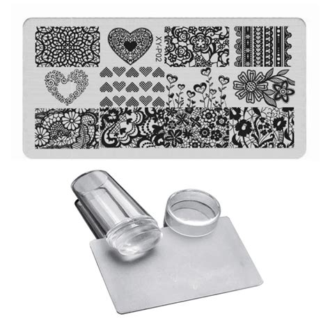 20 Styles Graphics Lace Nail Stamping Plates Set Plaid Steel Image