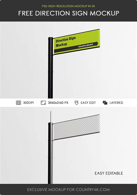 Direction Sign Mockup With Pillar Free Resource Boy