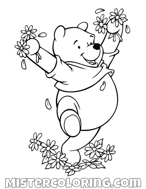 Winnie the pooh and his friends. Winnie The Pooh Playing With Flowers Coloring Page ...
