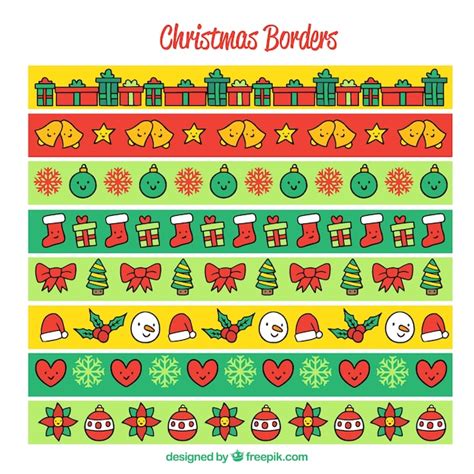Free Vector Pack Of Beautiful Decorative Christmas Borders