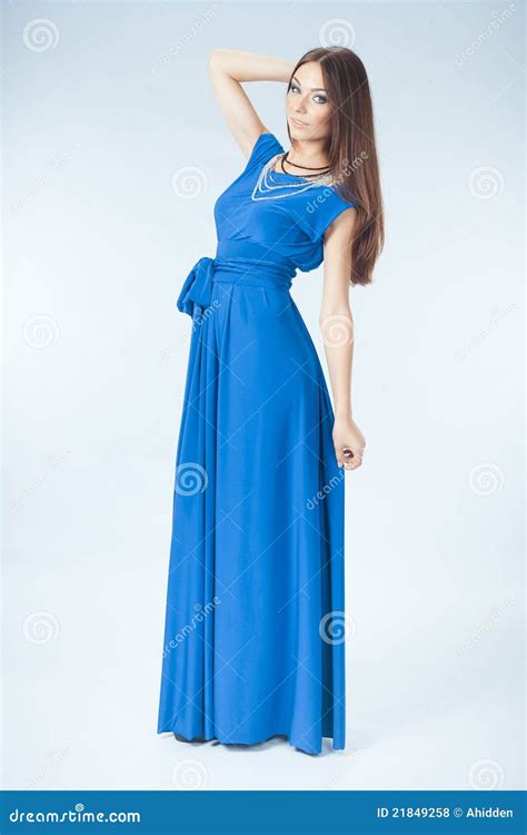 Young Woman In Blue Dress Stock Photo Image Of Confidence 21849258