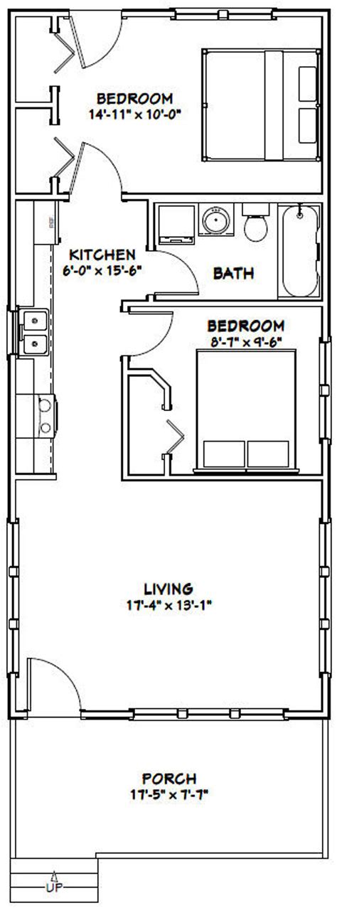 18x40 House 2 Bedroom 1 Bath 720 Sq Ft Pdf Floor Plan Etsy House Plan