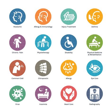 Colored Health Conditions And Diseases Icons Design Template Place