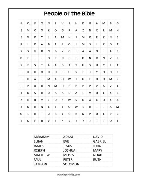 Top Printable Childrens Bible Word Search Puzzles