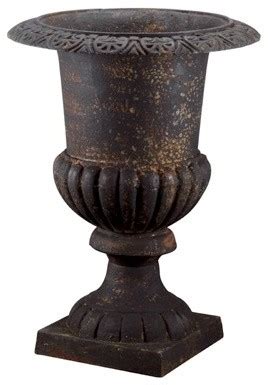 Short description black 30 liter pots outdoors. Black Cast Iron Urn - Traditional - Outdoor Pots And ...