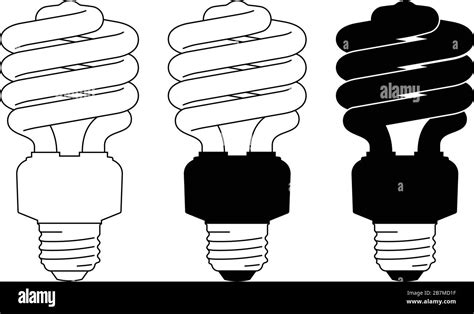 Spiral Light Bulbs Flat Icons Vector Illustration Stock Vector Image