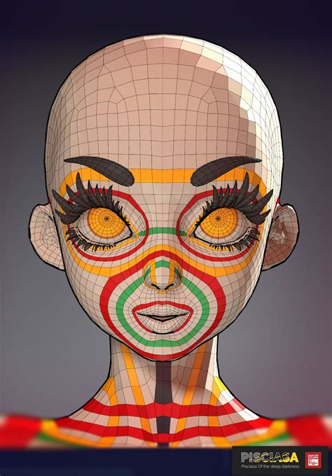 female base mesh for stylized characters face topology 3d drawings character design