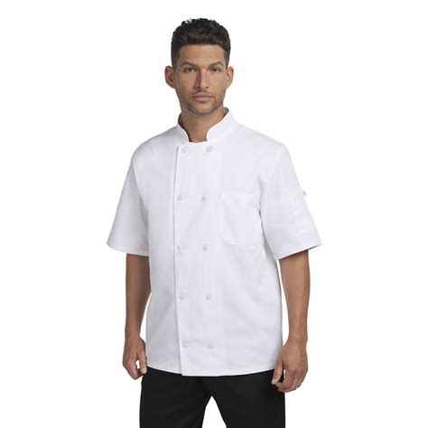 Short Sleeve Plastic Button Chef Coat Chefwear