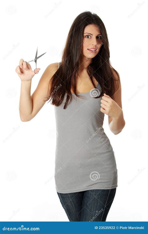 Young Woman With Scissors Stock Photography Image 23535922