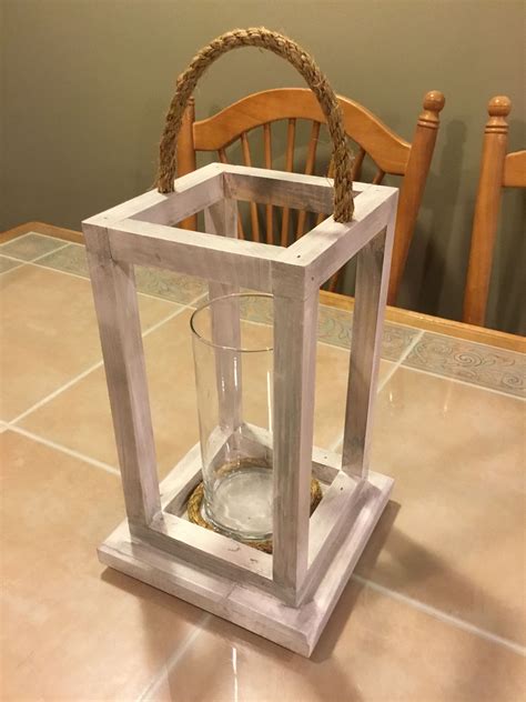 Candle Votive Holder Centerpiece White Lantern Farmhouse Distressed